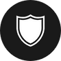 Black circle with a white shield icon in the center, reminiscent of the protection and safety offered by Tree Services Berks County PA.