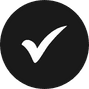 A bold white check mark is centered on a solid black circular background, symbolizing the quality and reliability of tree services in Berks County, PA.