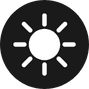 A black circle with a white sun icon in the center, featuring eight rays extending outward evenly, representing brightness settings—much like how Tree Services Berks County PA brightens landscapes by expertly maintaining and managing your trees.